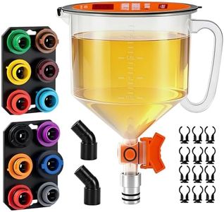 DAZANZAN 2.38QT/2.25L Engine Oil Funnel Kit Spill-Proof Oil Change Kit with Flow Control Valve,2 Magnetic Organizer,2 45° Elbows,12 Adapters Compatible with Most Cars