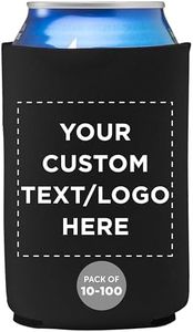 Custom Neoprene Collapsible Can Coolers 12 oz. Set of 100, Personalized Bulk Pack - Great for Weddings, Parties, Anniversary, Indoor & Outdoor Events - Black