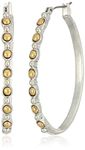 Lucky Brand Two-Tone 1-3/4" Hoop Earrings, One Size, Metal Stone