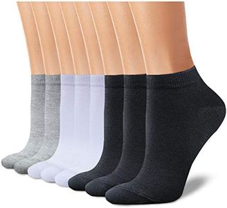 CHARMKING 8 Pairs Ankle Socks for Women Non Slip Cotton Socks No Show Socks Classic Low Cut Casual Socks (Black+White+Grey)