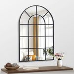 NIMURY Arched Mirror, 26x38 inch Arch Window Mirror, Black Frame Window Pane Mirror Wall Decor, Wall Mounted Mirror Decorative for Living Room Bedroom Entryway Hanging or Leaning Against Wall