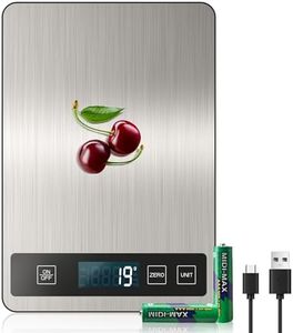 【15KG/33lb & USB Rechargeable】 Digital Kitchen Food Scale Kitchen Scale, Stainless Steel Digital Weight Grams and Oz, Baking and Cooking, 1g/0.1oz Precise, 6 Weight Units (A)