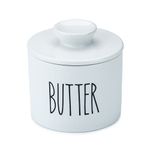 Heartland Home Porcelain French Butter Crock for Counter with Water for Soft Butter. 3.9" Ceramic Butter Dish with Lid Butter Keeper. White Farmhouse Bell Style Butter Holder Container.