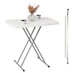 Small Folding Table - Height Adjustable Foldable Table L 30.1'' x W 19.5'' (76.5 x 49.5 cm) for Home, Office, and Outdoor Use - Lightweight Picnic Table for Camping, Garden, BBQ, and Kitchen