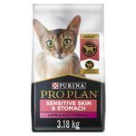 Pro Plan Dry Cat Food, Sensitive Skin & Stomach, Lamb & Rice 3.18kg