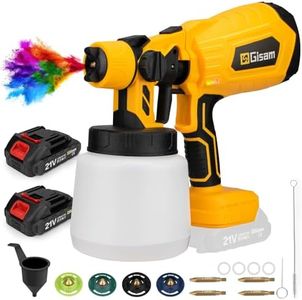 Gisam Pistola per Verniciare, Pistola Vernice a Spruzzo, Verniciatore a Spruzzo per Muri con 2 Batterie + 4 Ugelli + 1000ml Contenitore per Verniciatura di Pareti Interne & Esterne (2-Con 2 Batterie)