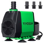VIVOSUN 800GPH Submersible Pump(3000L/H, 24W), Ultra Quiet Water Pump with 10ft High Lift, Fountain Pump with 5ft Power Cord, 3 Nozzles for Fish Tank, Pond, Aquarium, Statuary, Hydroponics