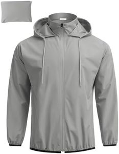 COOFANDY Rain Jacket Mens Waterproof with Hood Packable Rain Coat Foldable Rain Shell for Hiking Running Gray