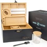 Viking Factory Premium Locking Bamboo Box Gift Set - Upgraded Tray Kit and All Accessories Ideal for Home Storage and Decoration (Black)