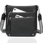 MYHOZEE Crossbody Bags for Women Leather Crossbody Purses With Adjustable Guitar Strap Trendy Hobo Women's Shoulder Bag Black