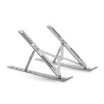 groov e Portable Laptop & Tablet Stand - Foldable Computer Stand for Desks with Height and Angle Adjustment - Non-Slip Pads, Ergonomic Design - For Laptops, Tablets and Devices Up To 15.6" - Silver