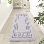 renoazul® Anti Slip Hallway Carpet Runner Rug, 60 x 220 cm Non-Slip Gel Back Door Runners Rug, Washable Long Enterway Anti Slip Rugs for Living Room and Hallway(Gel Back Rocco Rug - Silver)