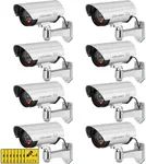 Macarrie 8 Pcs Fake Camera Dummy Security Camera Realistic Dummy Camera Plastic Fake Video Camera CCTV Surveillance System with Motion LED Light for Home Outdoor Indoor, No Battery Included(Silver)
