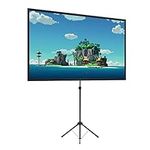 Projector Screen with Stand, 60 Inch Outdoor Projector Screen 16:9 and Stand, Portable Projector Screen with Aluminium Frame, Lightweight and Compact, Easy Setup, Idea for Home Cinema, Backyard Party