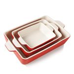 SWEEJAR Ceramic Bakeware Set, Rectangular Baking Dish Lasagna Pans for Cooking, Kitchen, Cake Dinner, Banquet and Daily Use, 30 x 20 x 7 cm of Casserole Dishes (Red new)