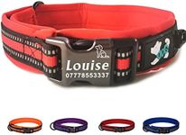 Personalised Dog Collar Adjustable Reflective Dog Collars Engraved Dog ID Tag Collar Custom Nylon Puppy Collars with Name & Phone Number for Small Medium Large Dogs (S, Red)