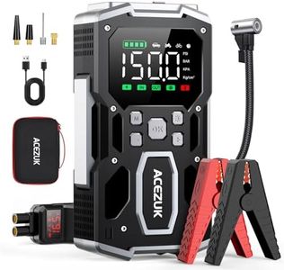 Portable Car Jump Starter with Air Compressor, ACEZUK 150PSI 5000A Jump Starter (All Gas/10.0L Diesel), 12V Car Battery Jump Box Car Battery Jumper Starter with 3.4" LCD Display, 2 Lights