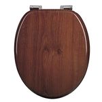 WOLTU Wooden Toilet Seat, Soft Close WC Seat with Strong Hinge Ideal for Standard Toilet Beautiful Dark Beech