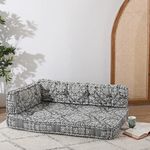 ASHEVILLE® No Wood Modular Sofa | Low Floor Seating, Corner Cushion Sofa, 2-Person Lowseat, Handcrafted, Dabu Cotton Upholstery Sofa (Set of 3 Pcs, Grey)