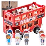 Jaques of London Wooden London Bus Toy for 2 Year Olds | Red Double Decker Bus Toy with Wheels | Perfect Wooden Toys for Toddlers | Classic Bus Toys for Children