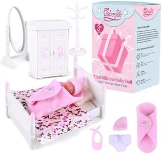 BABESIDE Mini Silicone Reborn Baby Dolls - 3 Inches Adorable Sleeping Newborn Baby Doll, Realistic Miniature Reborn Baby with Furniture Accessories and Bibs, Hats for Kids Aged 3+ (Pink)
