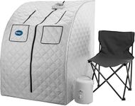 Durasage Oversized Portable Steam Sauna Spa for Weight Loss, Detox, Relaxation at Home, 60 Minute Timer, 800 Watt Steam Generator, Chair Included, 1.5 Year Warranty - Silver