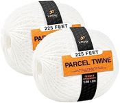 Parcel Twine - Polyester Cord Twine String 225' - Extra Strong Thick White String Spool - Ties Easily and Securely- Packaging Rope, Lacing Cord, Braided Line for Craft Supplies and Packing 2 Pack