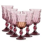 Wine Glasses Set of 6, 200 ml Crystal Red Wine Glasses, Vintage Wedding Glass Goblet Set, 7 Oz Highball Glasses Wine Stemware for Party, Wedding, Anniversary, Party, Events, Dishwasher Safe