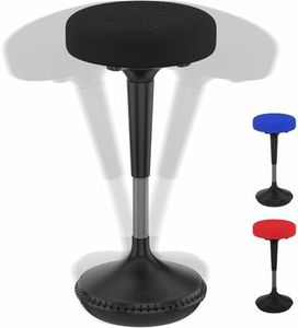 Wobble Stool Standing Desk Chair Ergonomic Tall Adjustable Height sit Stand-up Office Balance Drafting bar swiveling Leaning Perch Perching high swivels 360 Computer Adults Kids Active Sitting Black