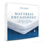 Cosy House Collection Luxury Bamboo Waterproof Zippered Mattress Protector Encasement - Premium Stain Protection - Noiseless Cover Stays Cool - 6 Sided Mattress Cover Fits Up to 18in - Double