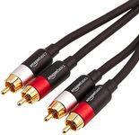 Amazon Basics 2 RCA Audio Cable for Amplifier,Active Speakers or Subwoofer with Gold-Plated Plugs, 2.4 m, Black