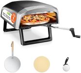 Nutrichef Outdoor Pizza Oven - Manual 360° Rotating Pizza Stone - Adjustable Heat - Includes Pizza Peel, Pizza Cutter, Stone, Cover, & Hose - Cook 12" Pizza in 60 Seconds - Long Handle