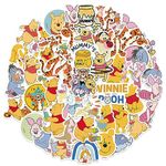 Norinoya 50PCS Pooh Bear Winnie Stickers for Scrapbooking Birthdy Gift Party Supply,CakeTopper,Art Crafts Stickers,Stamping Supplies