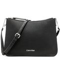 Calvin Klein Women's Sonoma Bubble Lamb Novelty Messenger Crossbody, Black/Silver Combo, One Size