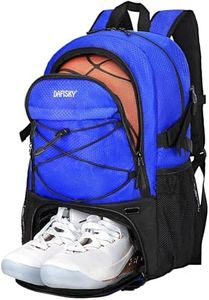 DAFISKY Basketball Backpack, Basketball Bag with Ball Holder Shoes Compartment, Sports Equipment Bag for Soccer Ball, Volleyball, Blue