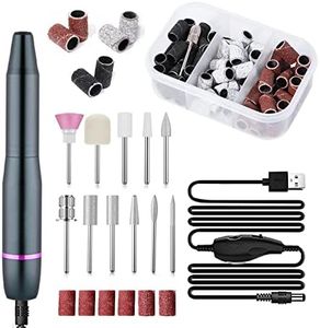 Electric Nail File Drill Kit for Acrylic, Gel & Natural Nails, Beauties Factory USB Slim Pen-shape Nail Drill Machine with 12 Bits and 81 Sanding Bands #80 #120 #180