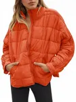 Aiopr Women's Oversized Lightweight Down Coat Long Sleeve Zip Packable Short Puffer Jackets