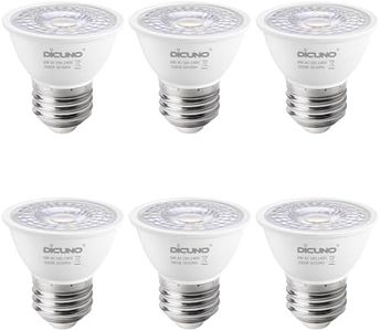 DiCUNO E27 LED Spotlight 6W, PAR16 LED Reflector Bulbs, Daylight White 5000K, 50W Halogen Replacement, 500LM, CRI 90, Short Neck LED Bulb for Recessed Light, Non-dimmable, 60° Beam Angle, Pack of 6