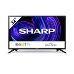 SHARP 32EE2K 32 Inch 720p Smart TV, HD Display with Harman/Kardon Speakers, Dolby Digital Audio Decoder, 3 x HDMI Ports, 2 x USB Ports and Freeview HD - Black