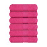 Belizzi Home Ultra Soft 6-Piece Hand Towel Set 16x28-100% Ringspun Cotton - Durable & Highly Absorbent Hand Towels - Ideal for use in Bathroom, Kitchen, Gym, Spa & General Cleaning - Hot Pink