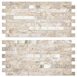 AULIGET 20 Sheets Faux Stone Peel and Stick Backsplash, Sandstone with Metal Gold PVC Wall Tiles Stick on Backsplash for Kitchen