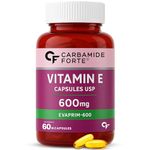 Carbamide Forte 600 mg Vitamin E Capsules for Face and Hair | 100% Natural Supplement with Vitamin E Oil | Paraben Free - 60 Capsules