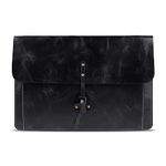 Londo Real Grain Leather MacBook Pro Case with Front Pocket & Flap Closure (Black, 15-16 Inches)