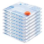 Vacuum Storage Bags 8 Medium, Space Saver Sealer Bags, Airtight Compression Bags for Clothes, Pillows, Comforters, Blankets, Bedding