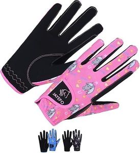 Jayefo Kids Horse Riding Gloves (Black/Pink, Age 10-12 Years)