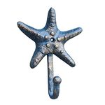 Starfish Rustic Cast Iron Hook, Decorative Wall Mount for Keys, Towel, Bag, Screw and Anchor Included