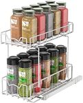 SimpleHouseware 2-Tier Spice Rack Slide Out Wire Basket Drawer Organizer for Cupboard and Kitchen, White