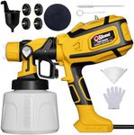 Paint Sprayer, 850W HVLP Spray Gun with 1400ml Detachable Container, Electric Paint Sprayers with 4 Nozzles & 2 Patterns - Portable Spray Guns Perfect for Fences, Sheds, Walls, Garden (Yellow)