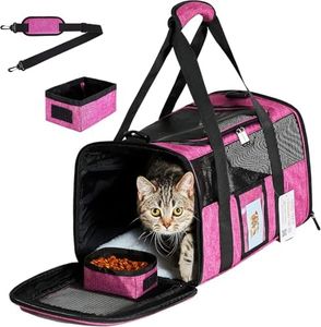 CUSSIOU Cat Carrier for Large Cats 20 lbs,Medium Pet Under 25 lbs,2 Puppy and Small Dogs,Soft Sided Pet Travel TSA Carrier Airline Approved Kitten Carriers Rose Red