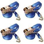 JAKAGO 4 x 800 kg 5m Heavy Duty Ratchet Straps with J-hooks,Adjustable Tie Down Straps for Vans Luggage Cargo Motorcycle Moving Appliances(Blue)